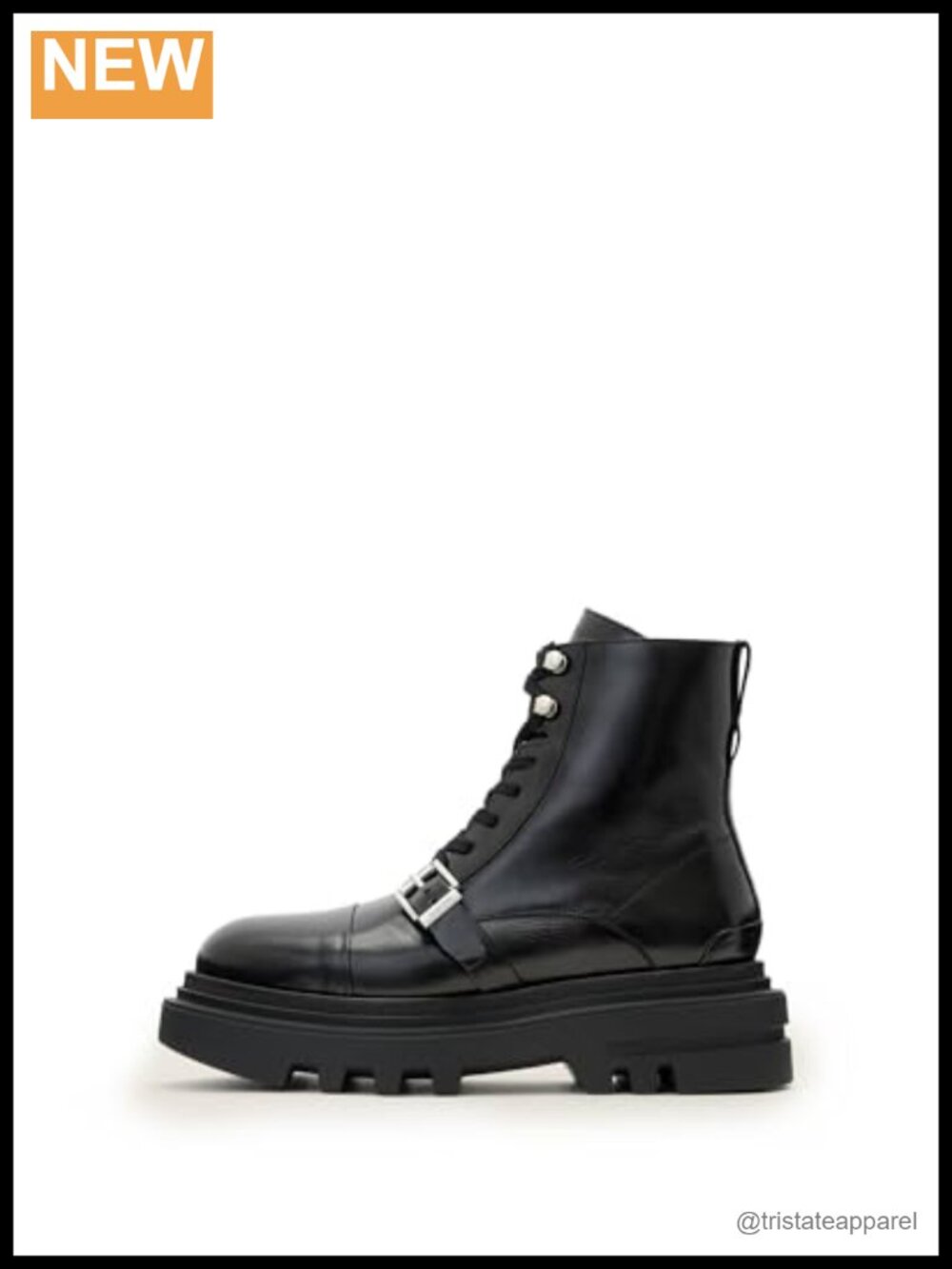 Women's Leather Mid-Calf Combat Boots with Lace-Up Closure